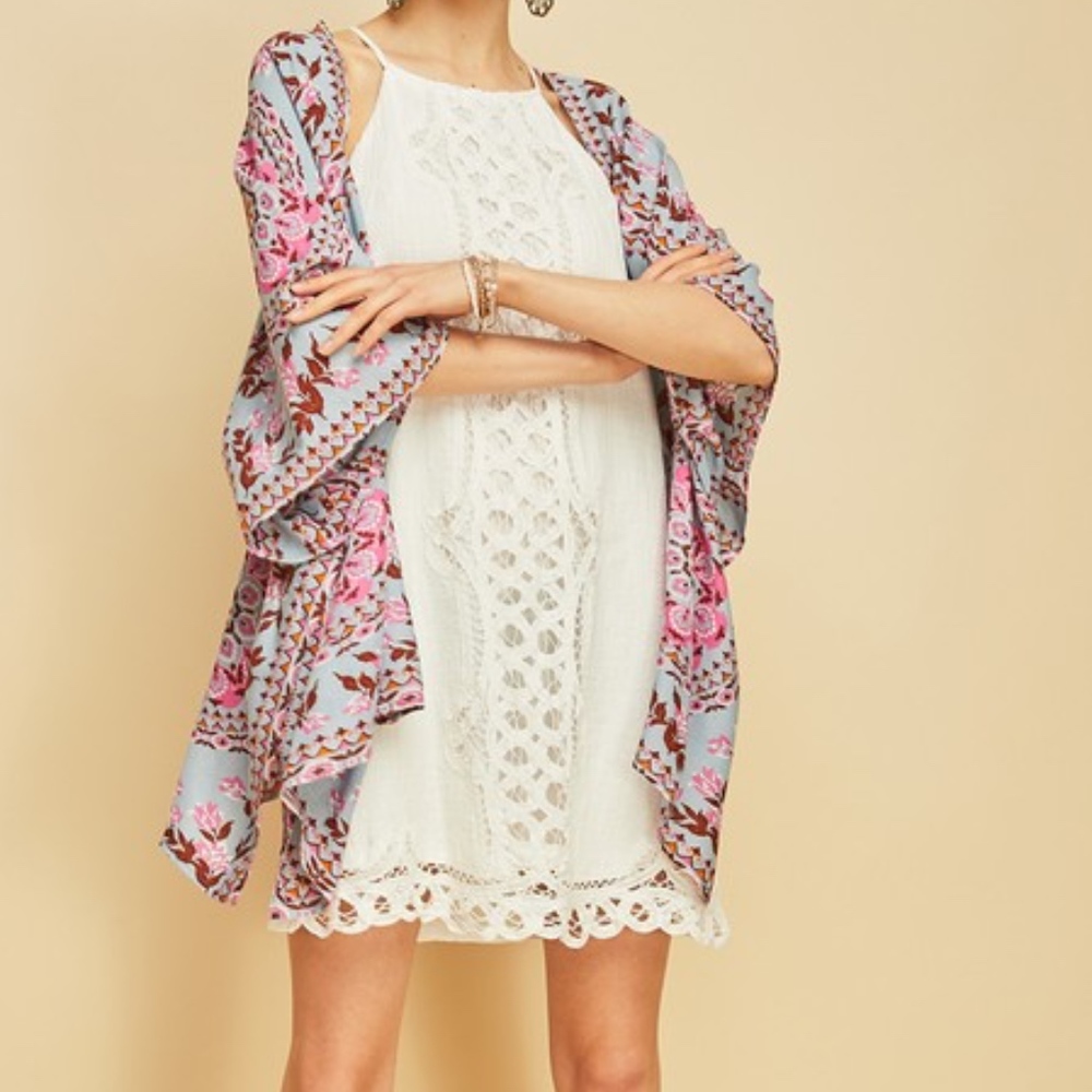 NWT Boho Floral Print Kimono - Picture 6 of 6